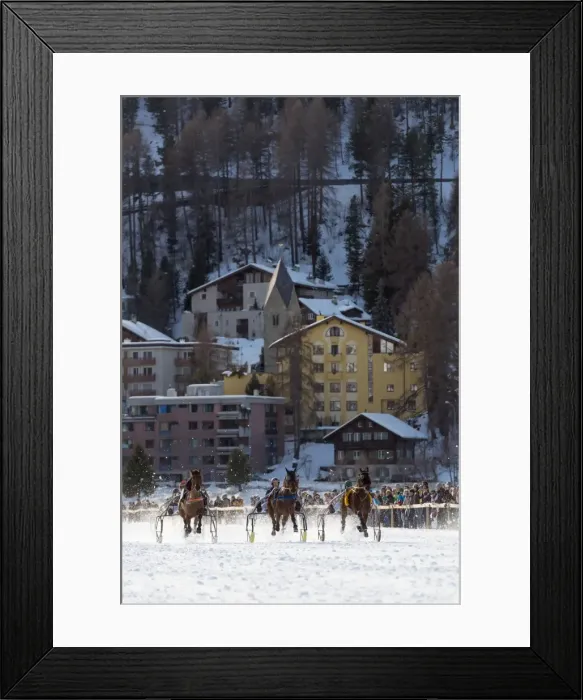 Framed Print : Trap event, White Turf International Horse Race, winter, St. Moritz, Engadine, Graubunden Framed Print : Trap event, White Turf International Horse Race, winter, St. Moritz, Engadine, Graubunden
