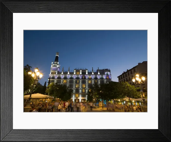 Framed Print : People relaxing in in the evening in Plaza de Santa Ana in Madrid, Spain, Europe Framed Print : People relaxing in in the evening in Plaza de Santa Ana in Madrid, Spain, Europe