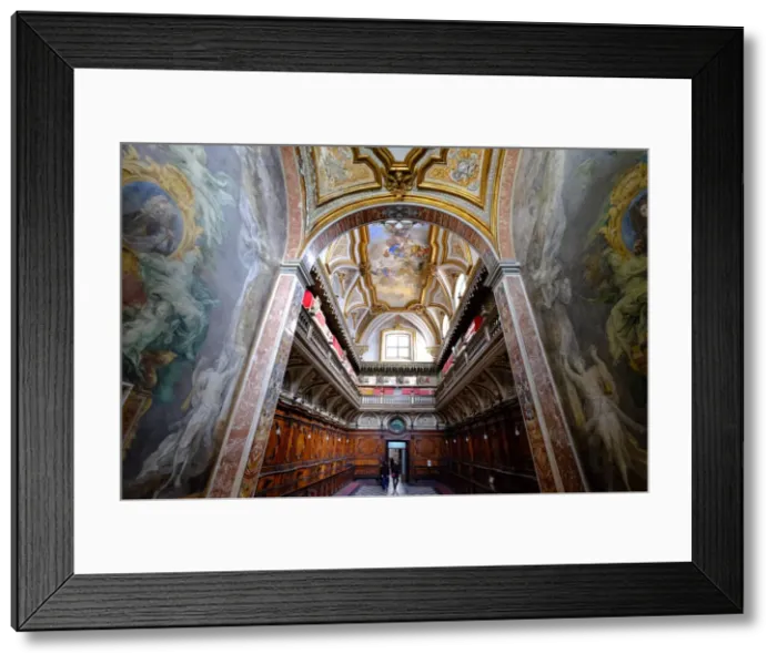 Framed Print : The Sacristy of the San Domenico Maggiore Church housing the coffins of members of Framed Print : The Sacristy of the San Domenico Maggiore Church housing the coffins of members of