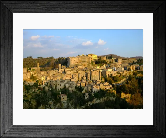 Framed Print : View of Sorano seen from Etruscan rock settlement of San Rocco, Maremma, Grosseto Framed Print : View of Sorano seen from Etruscan rock settlement of San Rocco, Maremma, Grosseto