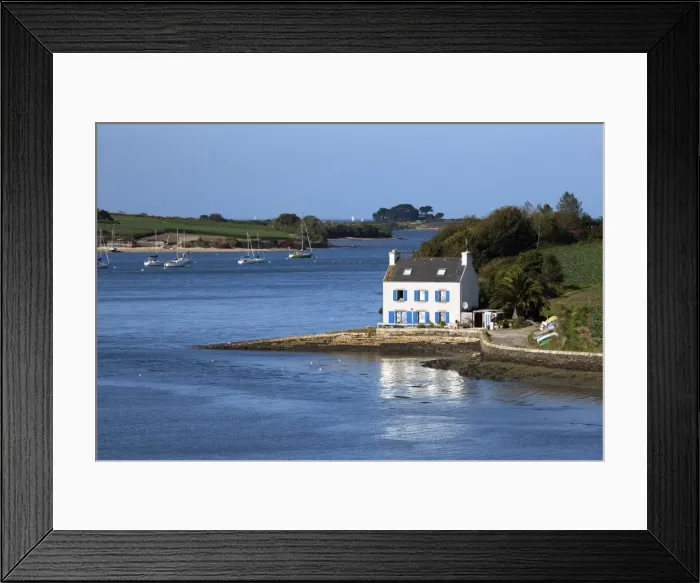Framed Print : Typical French cottage on Penze estuary viewed from Pont de la Corde, near Carantec Framed Print : Typical French cottage on Penze estuary viewed from Pont de la Corde, near Carantec