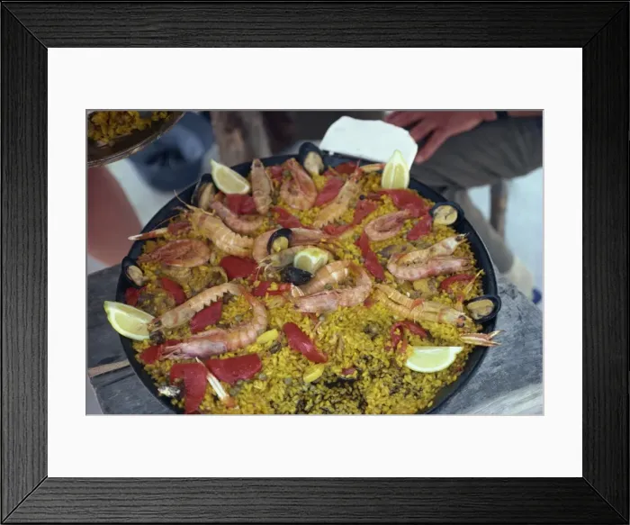 Framed Print : Close-up of a pan of paella Framed Print : Close-up of a pan of paella