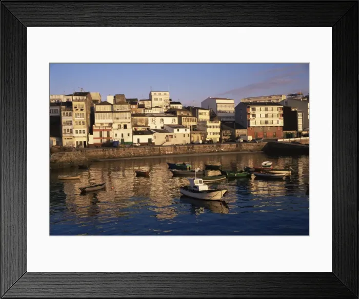 Framed Print : Town across fishing boat harbour Framed Print : Town across fishing boat harbour