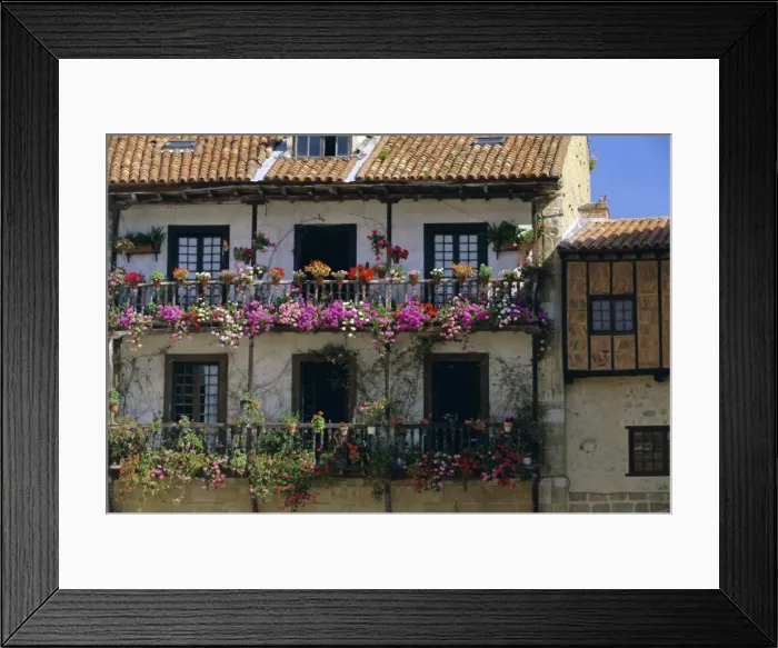 Framed Print : House with balconies and flowers Framed Print : House with balconies and flowers