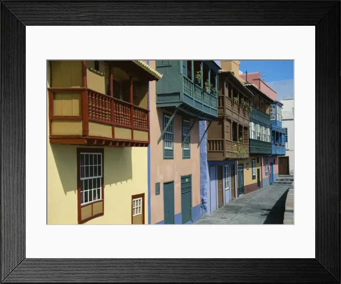 Framed Print : Painted houses with balconies Framed Print : Painted houses with balconies