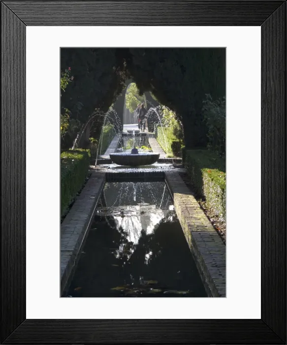 Framed Print : Water channel and fountain in the gardens of the Generalife Framed Print : Water channel and fountain in the gardens of the Generalife
