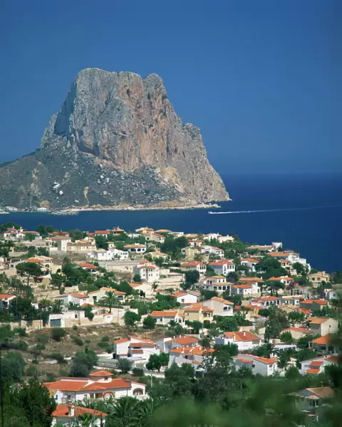 View over the town of Calpe to the rocky headland of