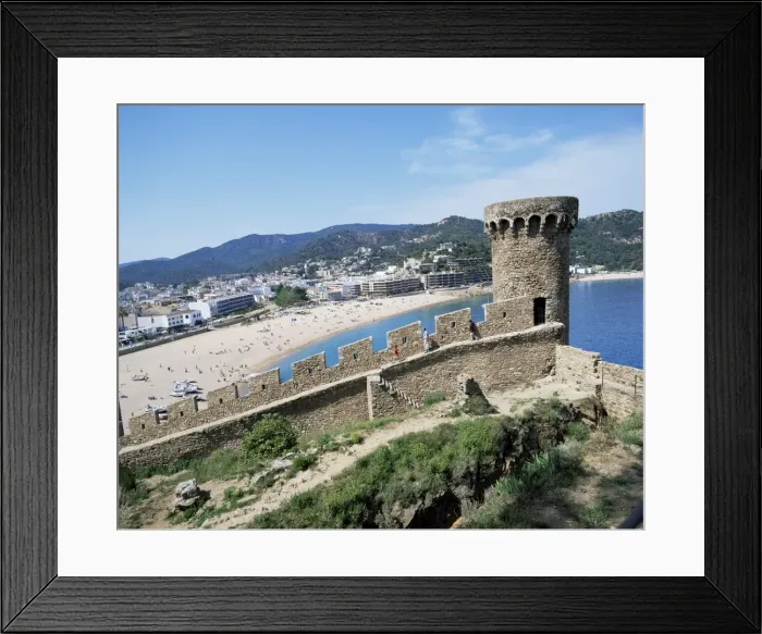 Framed Print : Mont Guardi battlements and beach beyond Framed Print : Mont Guardi battlements and beach beyond