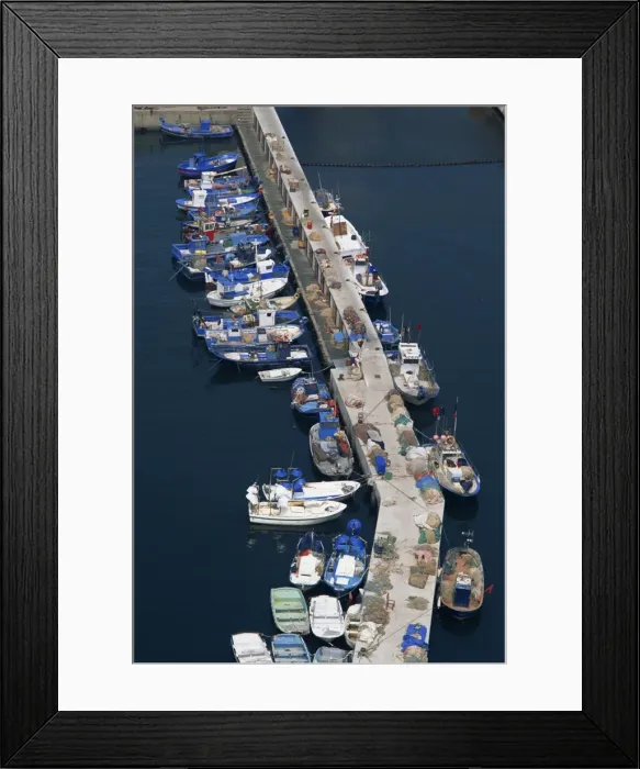 Framed Print : Aerial view of commercial fishing boats in the main