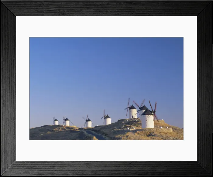 Framed Print : Distant view of hilltop windmills Framed Print : Distant view of hilltop windmills