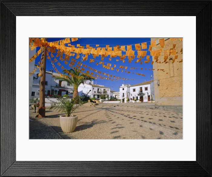 Framed Print : Town square with streamers in regional colours Framed Print : Town square with streamers in regional colours