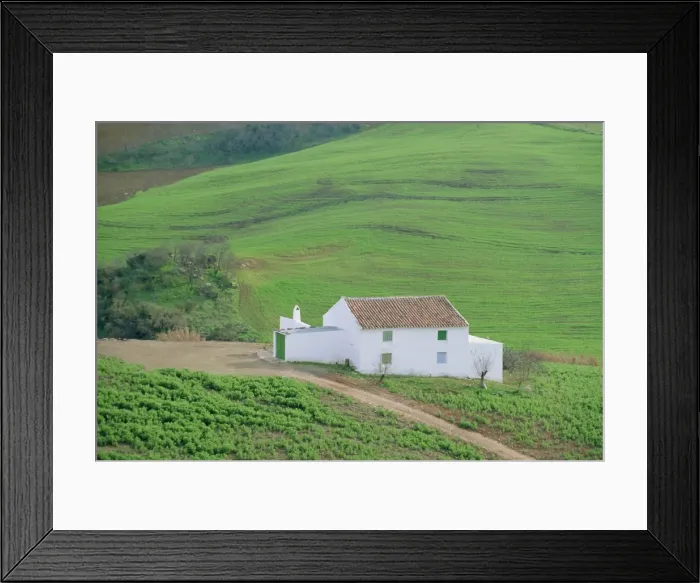 Framed Print : White house in verdant landscape Framed Print : White house in verdant landscape