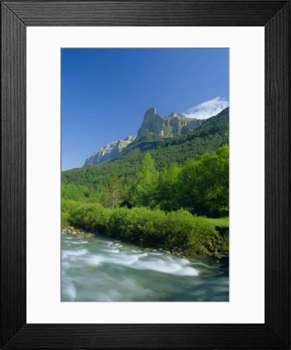 Framed Print : Towering cliffs above the River Arazas Framed Print : Towering cliffs above the River Arazas