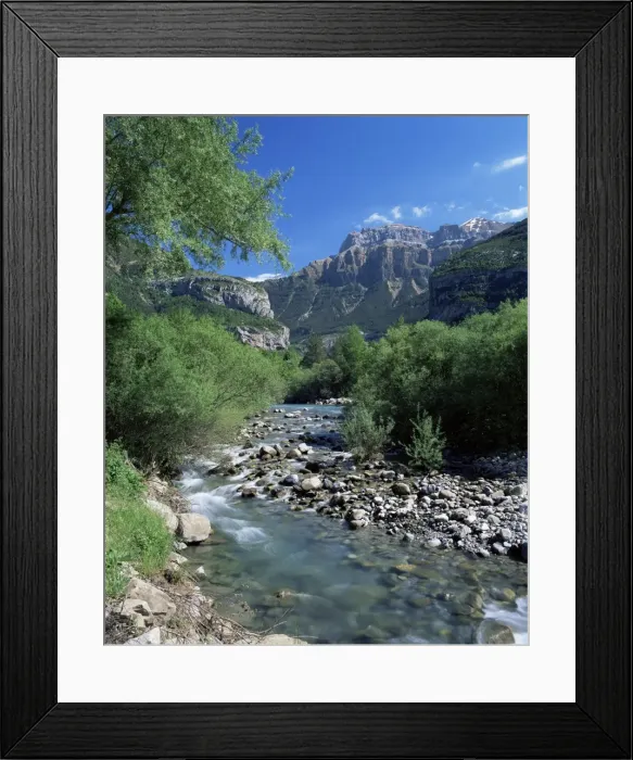 Framed Print : Torla, the River Ara and Mondarruego Framed Print : Torla, the River Ara and Mondarruego