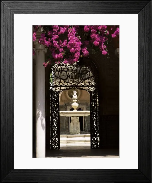 Framed Print : View through wrought iron gateway to the Patio Principal Framed Print : View through wrought iron gateway to the Patio Principal