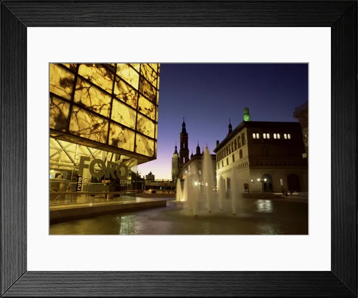 Framed Print : Museo del Foro and fountains in the Plaza de la Seo
