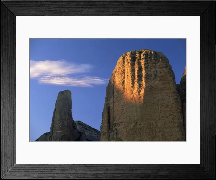 Framed Print : Sunset striking the top of one of the Mallos de Riglos Framed Print : Sunset striking the top of one of the Mallos de Riglos