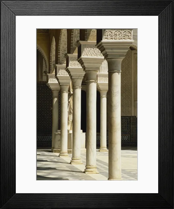 Framed Print : Slender pillars of the Patio Principal showing Mudejar carving Framed Print : Slender pillars of the Patio Principal showing Mudejar carving