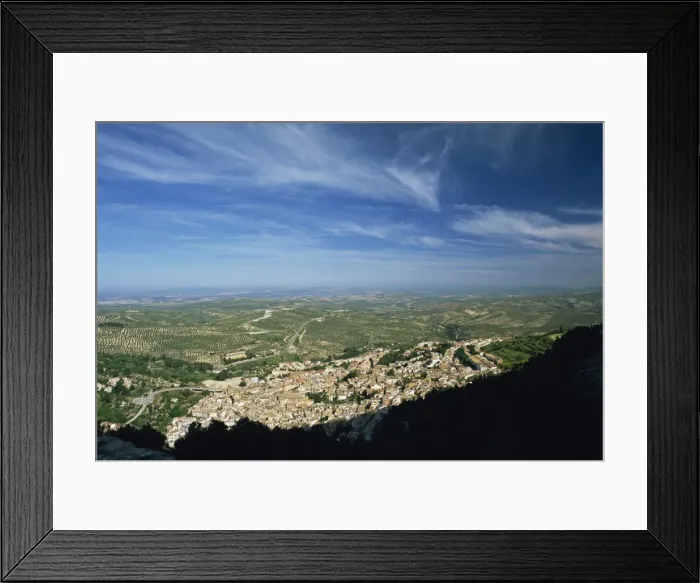 Framed Print : Village of La Iruela with olive groves beyond Framed Print : Village of La Iruela with olive groves beyond