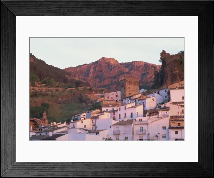 Framed Print : Whitewashed village houses at sunset Framed Print : Whitewashed village houses at sunset