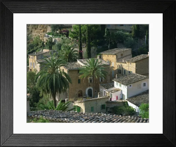 Framed Print : Village houses and palm trees at Deya on Majorca Framed Print : Village houses and palm trees at Deya on Majorca