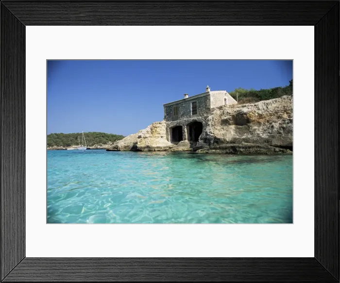 Framed Print : Stone dwelling overlooking bay Framed Print : Stone dwelling overlooking bay