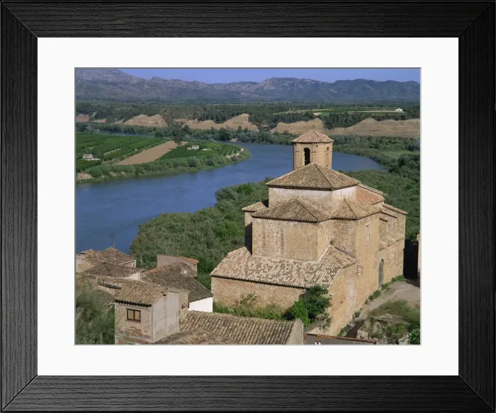 Framed Print : Church and village of Miravat overlook the River Ebro in Tarragona Framed Print : Church and village of Miravat overlook the River Ebro in Tarragona