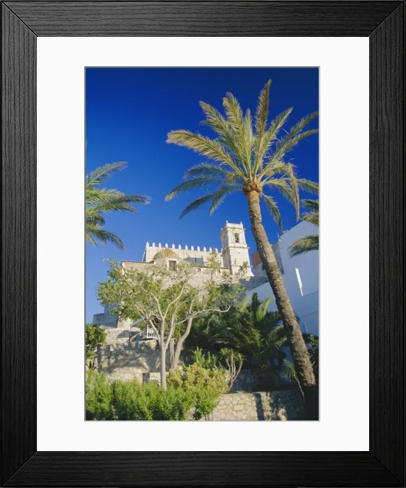 Framed Print : Church framed by palm trees Framed Print : Church framed by palm trees