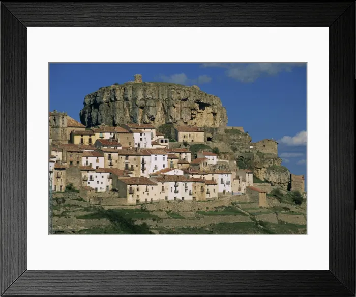 Framed Print : Houses overlook terraced fields Framed Print : Houses overlook terraced fields