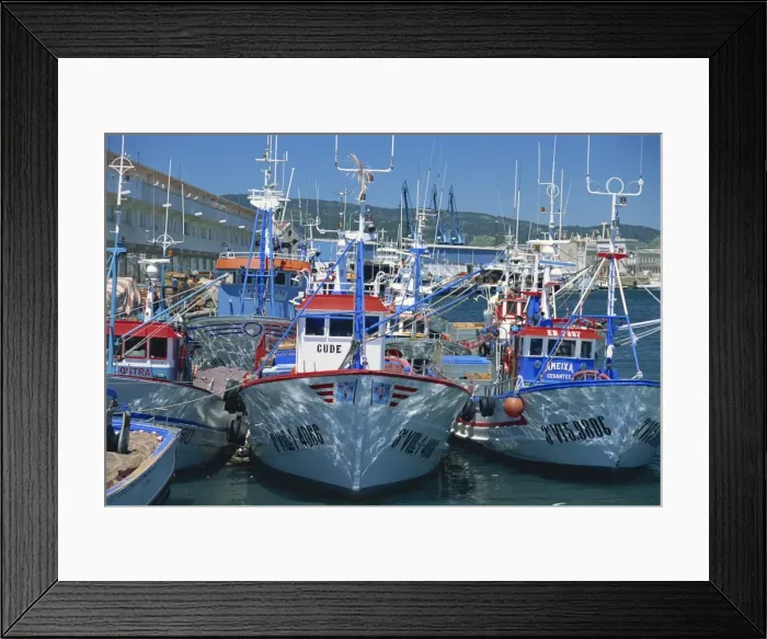 Framed Print : Fishing boats in harbour at Vigo Framed Print : Fishing boats in harbour at Vigo