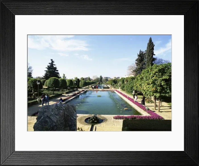 Framed Print : Formal water garden in the Alcazar Framed Print : Formal water garden in the Alcazar