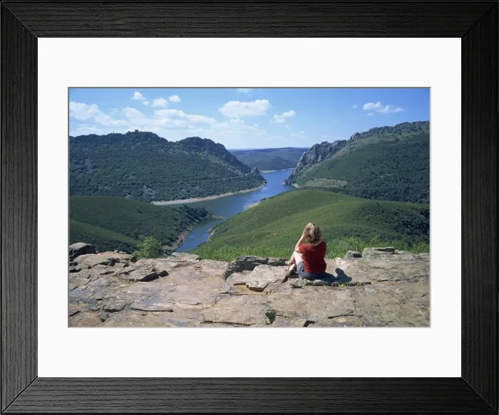 Framed Print : Walker at Cerro Gimio viewpoint looking to lake Framed Print : Walker at Cerro Gimio viewpoint looking to lake