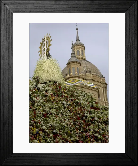 Framed Print : The icon of Nuestra Senora del Pilar covered in flowers Framed Print : The icon of Nuestra Senora del Pilar covered in flowers