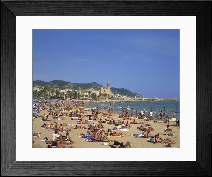 Framed Print : Crowded beach at Sitges Framed Print : Crowded beach at Sitges