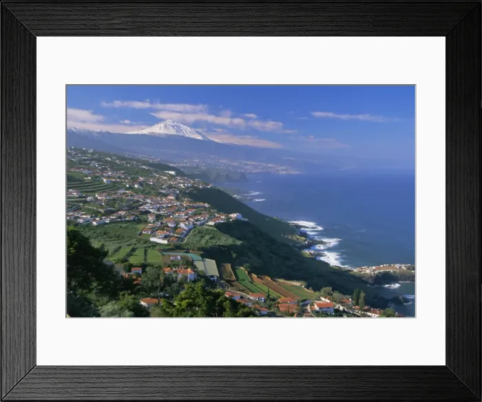 Framed Print : Aerial view of the north coast and Mount Teide Framed Print : Aerial view of the north coast and Mount Teide