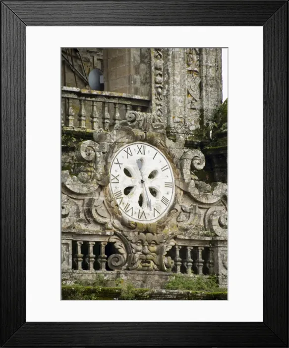 Framed Print : Clock on tower on roof of Santiago Cathedral Framed Print : Clock on tower on roof of Santiago Cathedral
