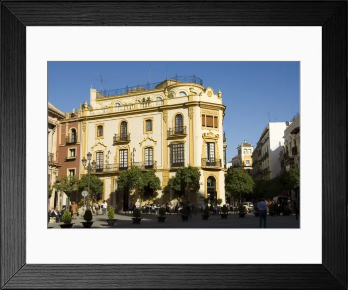 Framed Print : The famous El Giraldillo restaurant Plaza Virgen de los Reyes Framed Print : The famous El Giraldillo restaurant Plaza Virgen de los Reyes