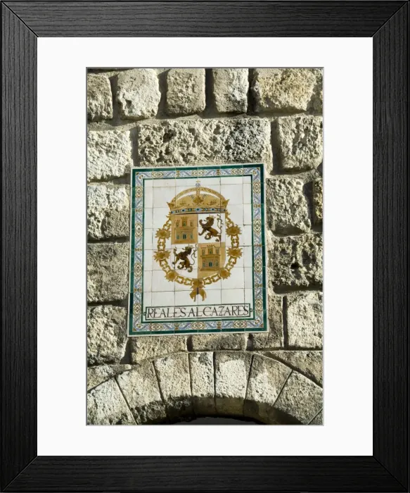 Framed Print : Detail of coat of arms on outer wall of the Real Alcazar Framed Print : Detail of coat of arms on outer wall of the Real Alcazar