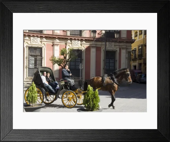 Framed Print : Horse and carriages in Santa Cruz district Framed Print : Horse and carriages in Santa Cruz district