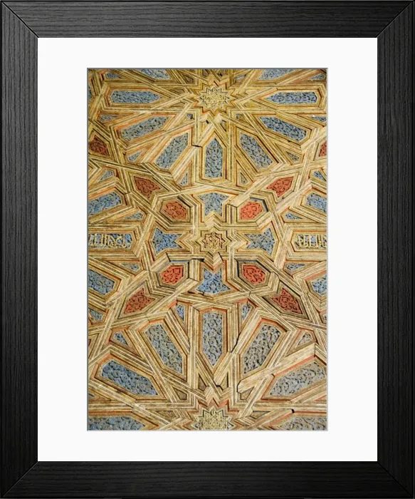 Framed Print : Carved and painted wood on door Framed Print : Carved and painted wood on door