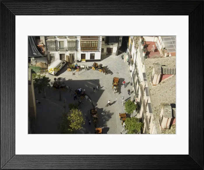 Framed Print : Horse and carriages in Santa Cruz district Framed Print : Horse and carriages in Santa Cruz district