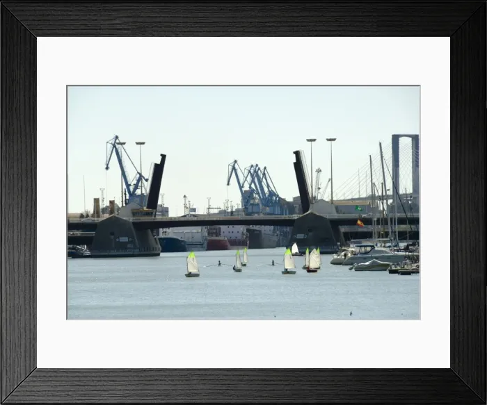 Framed Print : Sailing boats and Seville harbour on the river Rio Guadalquivir Framed Print : Sailing boats and Seville harbour on the river Rio Guadalquivir