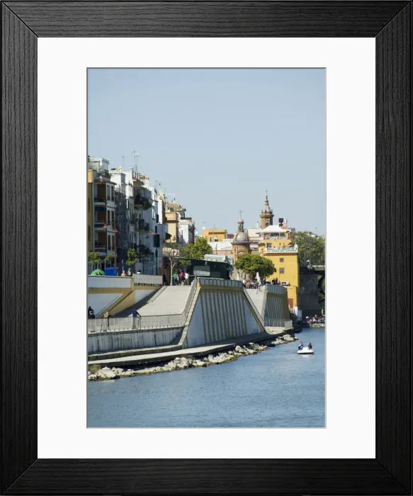 Framed Print : Triana district on left and the river Rio Guadalquivir Framed Print : Triana district on left and the river Rio Guadalquivir