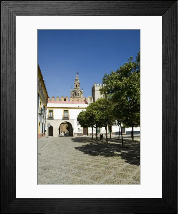 Framed Print : Plaza just outside the exit to the Real Alcazar with Framed Print : Plaza just outside the exit to the Real Alcazar with