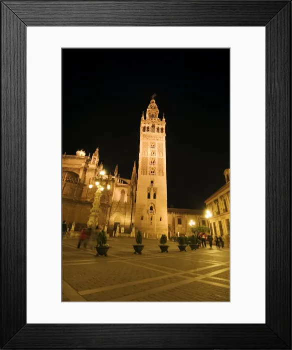 Framed Print : La Giralda and Seville Cathedral at night