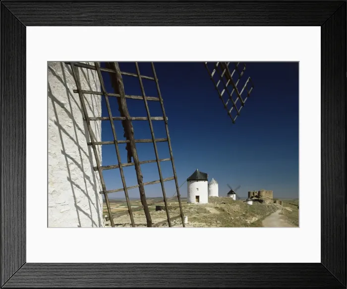 Framed Print : Windmills and castle Framed Print : Windmills and castle