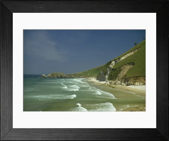 Framed Print : Almost deserted beach on the coast near Gijon in Asturias
