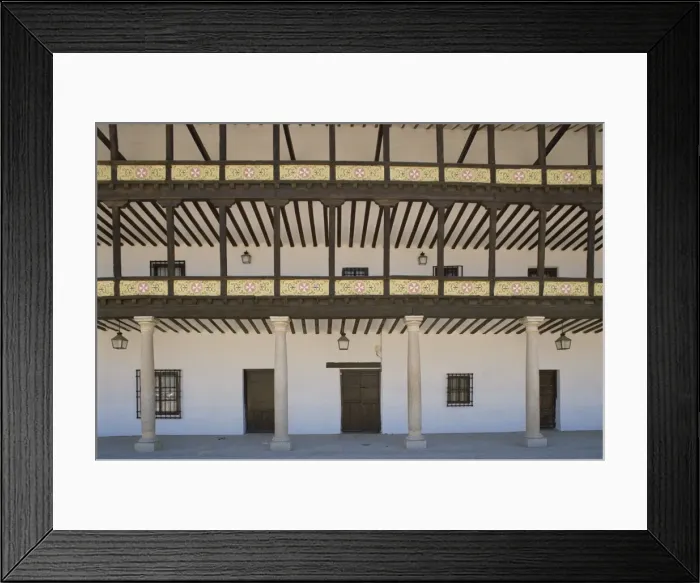 Framed Print : Columns and verandah on a building on the Plaza Mayor