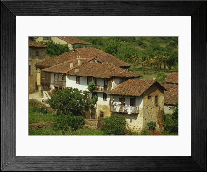 Framed Print : High angle view of the exterior of traditional stone Framed Print : High angle view of the exterior of traditional stone