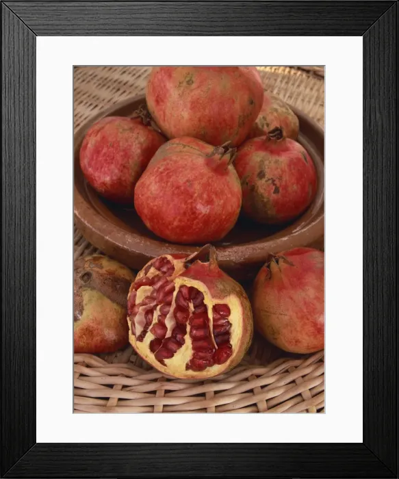 Framed Print : Still life of a bowl of red pomegranates Framed Print : Still life of a bowl of red pomegranates